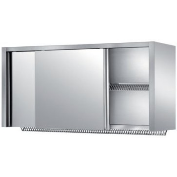 Pensile chiuso c/porte scorr. e ripiani scolapiatti inox mm 1400x400x660 h