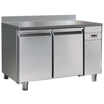 Tavolo refrigerato gruppo remoto, pasticceria 2 porte,6 guide 60x40 cm con piano in inox e alzatina