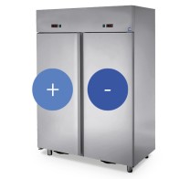 Armadio frigorifero professionale 2 vani 600+600 lt. tutto inox 2 temp., positiva/negativa 0°c/+10°c -18°c/-22°c