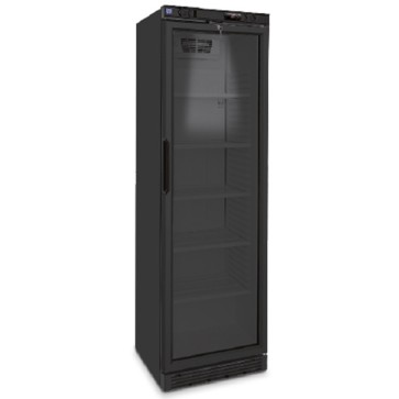 Frigovetrina verticale 373 litri con porta in vetro e 5 ripiani, +1°/+10°C - Colore nero