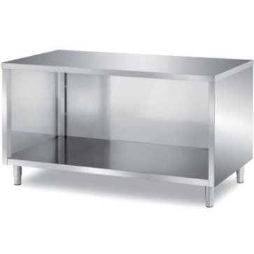 Tavolo self service con schienale a giorno, top angolo 90° h 43 mm