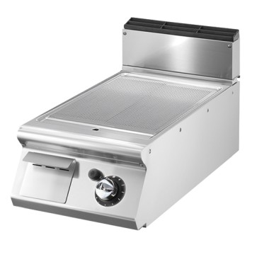 Fry-top gas con piano stampato piastra rigata da banco