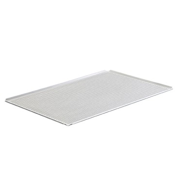 Teglia in alluminio non rivestita, 600x400 mm - 4 bordi 45°, perforata