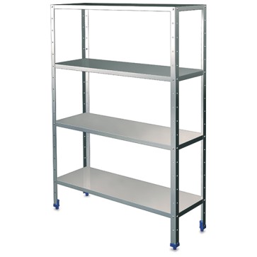 Scaffale in acciaio inox con 4 ripiani, 800x500x1750h mm