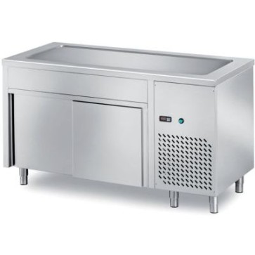 Elemento con vasca h 30 refrigerata e vano inferiore neutro con scorrevoli mm 2000x700x890 h