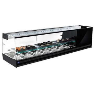 Vetrina refrigerata sushi 6x GN 1/3 con ripiano inermedio e illuminazione LED, +1°/+5°C