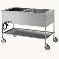Carrello bagnomaria con ripiano inferiore, 2 vasche GN 1/1 h=200 mm, 2 temperature