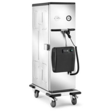 Carrello thermobox versione riscaldata con porta a battente, 0/+90°c, 900w, 230v, 50/60hz, capacità 20xgn1/1 h40mm oppure 10xgn1/1 h100mm oppure 5xgn1/1 h200mm. passo mm.55.