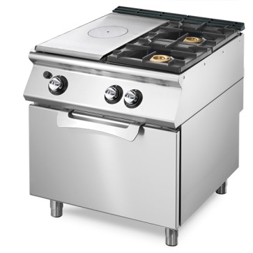 Tuttapiastra gas su forno a gas statico GN 2/1 + 2 bruciatori