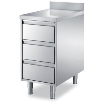 Cassettiera gastro-norm c/ ripiano e alzatina mm 450x700x850 h