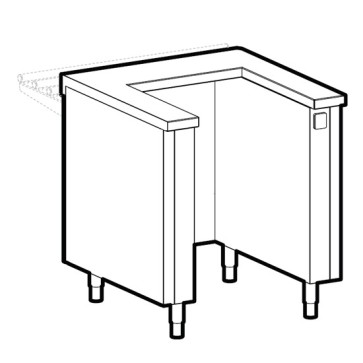 Elemento per inserimento carrelli, con presa di corrente, l=1500 mm.