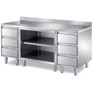 Tavolo con 2 cassettiere a 3 cassetti + vano giorno- alzatina mm 2000x700x850 h