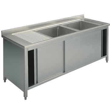 Lavatoio armadiato; porte scorrevole 2 vasche sinistre