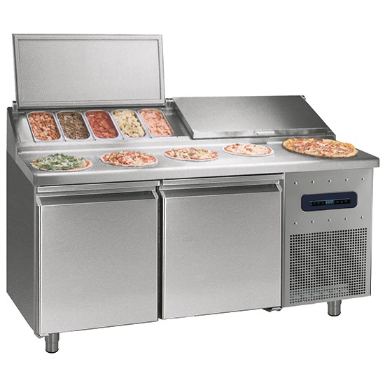 Tavoli per pizzeria e preparazione refrigerati profondità 800 mm