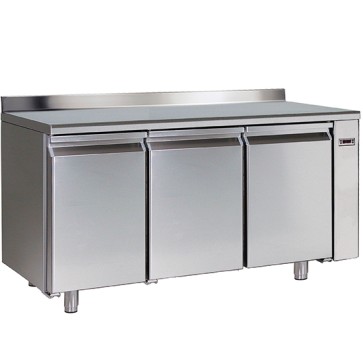 Tavolo refrigerato gruppo remoto pasticceria 3 porte con 8 guide 60x40 cm piano in inox e alzatina