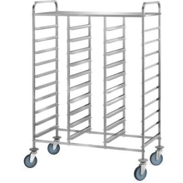 Carrello portavassoi con ripiano superiore e ringhierina
