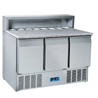 Banco preparazione refrigerato tre porte gn 1/1, piano lavoro granito cap. 8 gn 1/6 x ingredienti