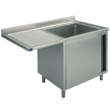 lavello armadiato per incasso lavastoviglie con porta battente, 1 vasca a destra, 1200x700 mm
