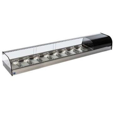 Vetrinetta tapas refrigerata, 8x GN1/3 altezza 40 mm.