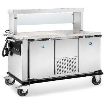 Carrello termico portapasti con compartistampati, con sistema di refrigerazione ventilato, cap. 4 gn 1/1 h 100 mm + 1 gn 1/1 h 400 mm, n. 1 refrigerato cap. 5 gn 1/1 h40