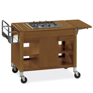 Carrello flambé con 2 fuochi a gas
