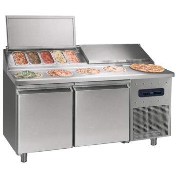 Banco pizza refrigerato con 2 porte