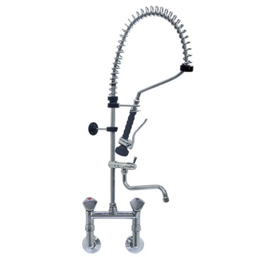 Doccione per stoviglie con miscelatore a parete e rubinetto monoacqua orizzontale, ø 1/2