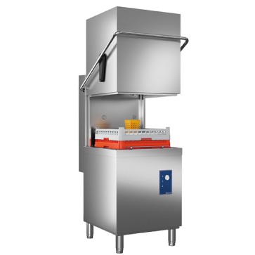 Lavastoviglie a capota meccanica con dosatore detergente, cesto da 50x50 cm, max h=42 cm