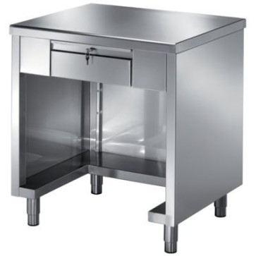 Tavolo cassa chiuso su tre lati con cassetto e chiusura a chiave mm 1000x700x890 h