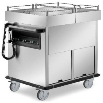 Carrello termico bagnomaria con vasche separate e coperchi scorrevoli (gn escluse), mm.850x700x1100h