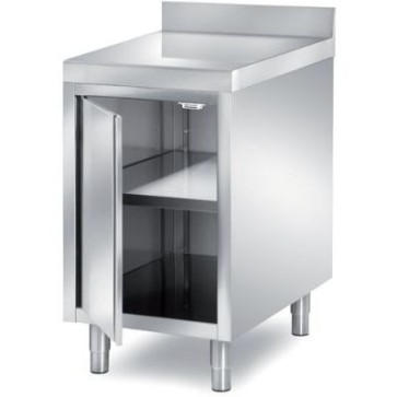 Tavolo armadiato con 1 battente, angolo raggiato su 1 fronte h=60mm, alzatina posteriore - dim. mm 400x700x850 h