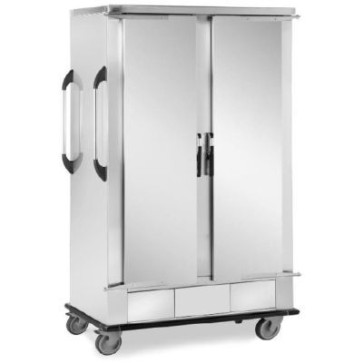 Carrello portateglie cap.28 teglie 28x60 cm struttura acc inox cm 1320x750x1560 h - a 2 ante - struttura acc inox