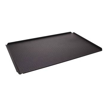 Teglia in alluminio non rivestita, 600x400 mm - 4 bordi 45°, rivestimento termoplastico, perforata