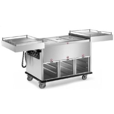 Carrello termico vasca unica struttura inox, cap. 2gn1/1 h 200 con 1 vano neutro e 1 riscaldato mm 850x700x1100 h con coperchi scorrevoli
