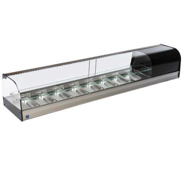 Vetrinetta tapas refrigerata a 2 piani, 8x GN1/3 altezza 40mm.