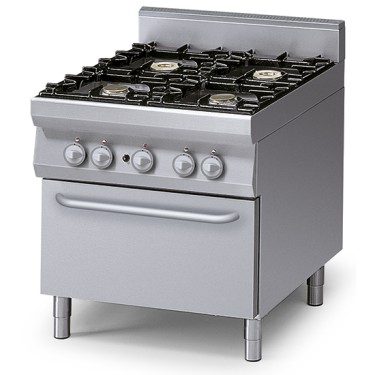 Cucina a gas su forno elettrico statico gn 2/1, 4 bruciatori