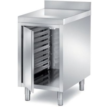 Tavolo armadiato con 1 anta a battente con portateglie 40x60cm, alzatina posteriore - dim. cm 50x80x85 h
