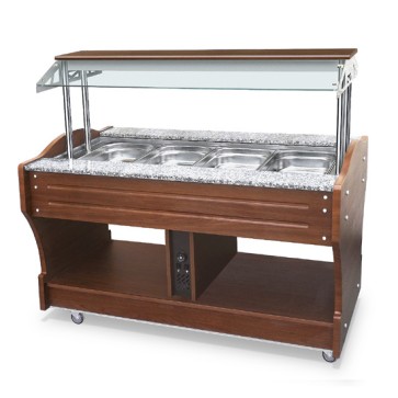 Buffet professionale a isola caldo a bagnomaria capacità vasca per 4x gn 1/1 altezza massima =150 mm