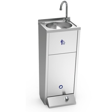 lavamani con comando a pedale e cestino