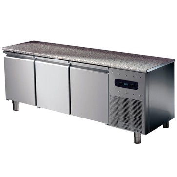 Tavolo congelatore pasticceria hccp 3 porte 8 guide 60x40 cm con piano in granito temp.-10 °c/-20 °c
