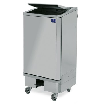 Pattumiera quadrata carrellata con pedale in inox da 120 litri