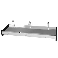 Lavamani a parete collettivo con comando a ginocchio, con 3 rubinetti