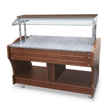 buffet neutro a isola con piano in granito, 4x GN 1/1, cappa non abbassabile