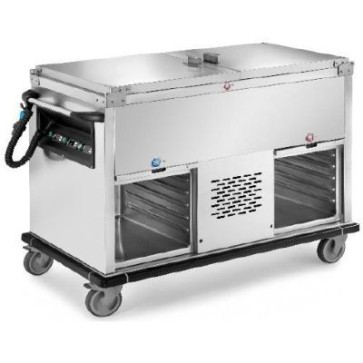 Carrello termico bagnomaria capacità 50/60 pasti, 2000w, dim. mm.1200x700x1000h