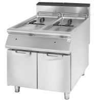 Friggitrice gas 2 vasche libere capacità 17+17 lt su vano con porte
