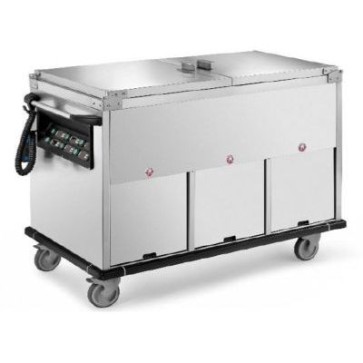 Carrello termico cap.2x1/1gn, vasca in 2 scomparti a 2 temp. mm 850x700x1000 h