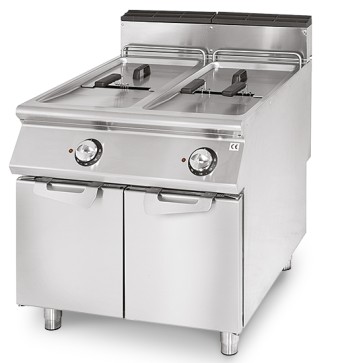 Friggitrice elettrica professionale 2 vasche capacità 17+17 lt su armadio chiuso