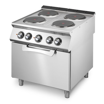 Cucina elettrica professionale 4 piastre tonde con forno elet. statico