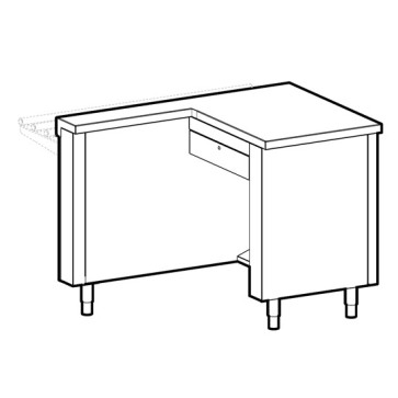 Elemento cassa sinistro con protezione, con cassetto e presa di corrente.
