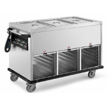 Carrello termico cap.3x1/1gn, vasca in 3 scomparti a 3 temp., mm 1200x700x900 h